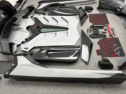 SVJ Style Partial Dry Carbon Body Kit for Lambo Aventador LP700 LP720 Front Bumper Rear Spoiler Side Skirt Engine Cover