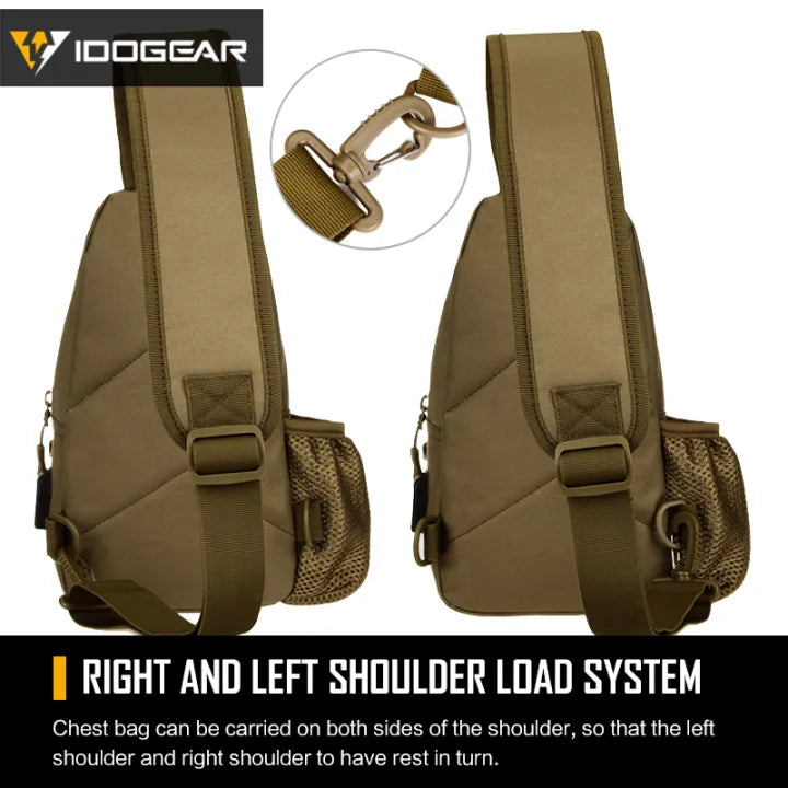 IDOGEAR Tactical USB Shoulder Bag Sling Pack Chest Bag Crossbody Daypack Hiking Camo Traveling Single Shoulder bags 3527