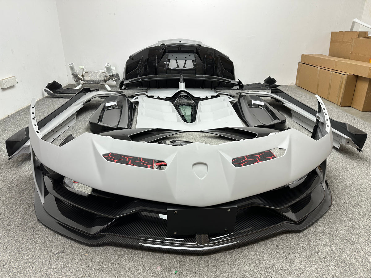 SVJ Style Partial Dry Carbon Body Kit for Lambo Aventador LP700 LP720 Front Bumper Rear Spoiler Side Skirt Engine Cover