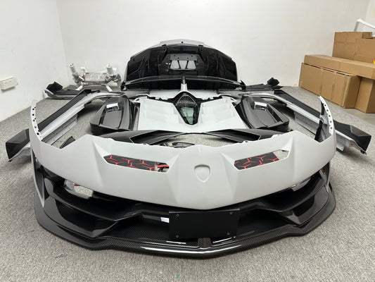 SVJ Style Partial Dry Carbon Body Kit for Lambo Aventador LP700 LP720 Front Bumper Rear Spoiler Side Skirt Engine Cover