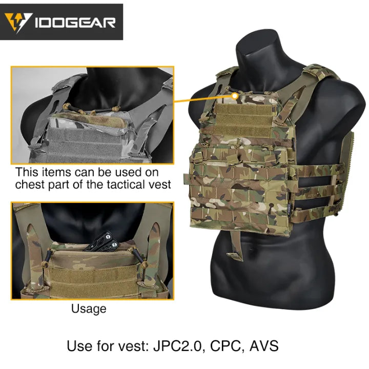 IDOGEAR Zipper Strip Insert for Vest Tactical AVS CPC JPC2.0 Hook and Loop Pocket Accessories Double Zippers 5.9 Inches Length 2 Pack 3943