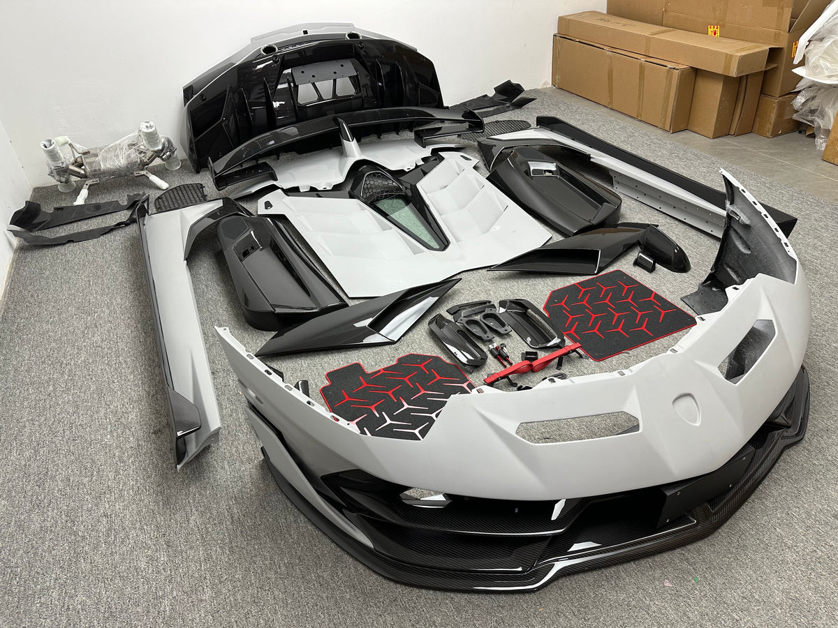 SVJ Style Partial Dry Carbon Body Kit for Lambo Aventador LP700 LP720 Front Bumper Rear Spoiler Side Skirt Engine Cover
