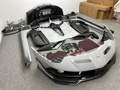 SVJ Style Partial Dry Carbon Body Kit for Lambo Aventador LP700 LP720 Front Bumper Rear Spoiler Side Skirt Engine Cover
