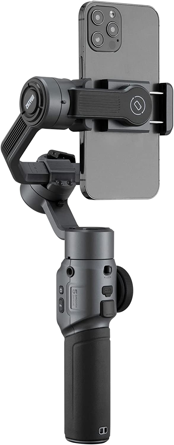 Zhiyun Smooth 5 Smartphone Gimbal Stabilizer for iPhone 14 Pro Max Plus 13 Mini 12 11 XS X XR 8 Professional 3-Axis Phone Gimbal Video Stabilizer with Face Object Tracking Timelapse