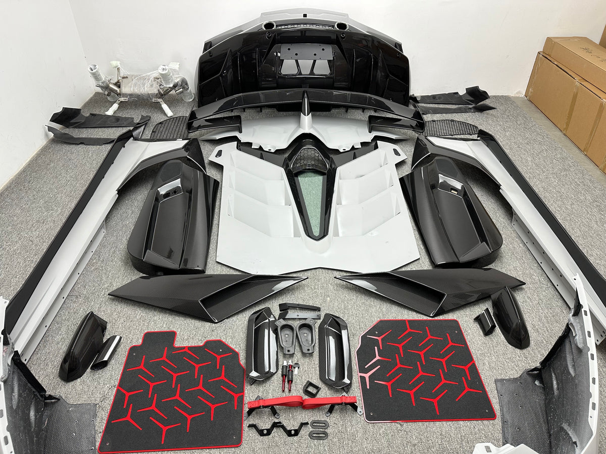 SVJ Style Partial Dry Carbon Body Kit for Lambo Aventador LP700 LP720 Front Bumper Rear Spoiler Side Skirt Engine Cover