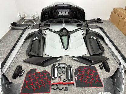 SVJ Style Partial Dry Carbon Body Kit for Lambo Aventador LP700 LP720 Front Bumper Rear Spoiler Side Skirt Engine Cover