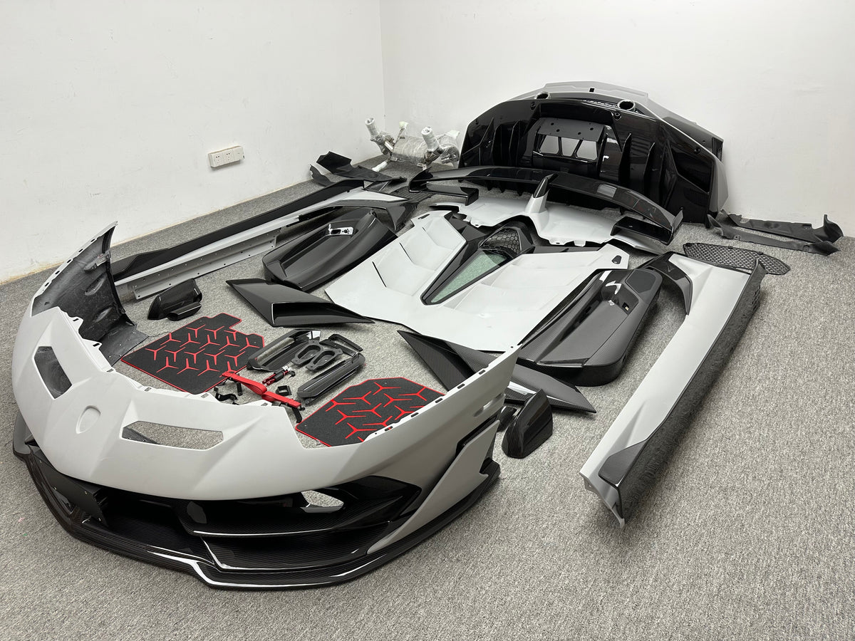 SVJ Style Partial Dry Carbon Body Kit for Lambo Aventador LP700 LP720 Front Bumper Rear Spoiler Side Skirt Engine Cover