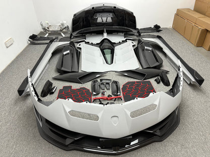 SVJ Style Partial Dry Carbon Body Kit for Lambo Aventador LP700 LP720 Front Bumper Rear Spoiler Side Skirt Engine Cover