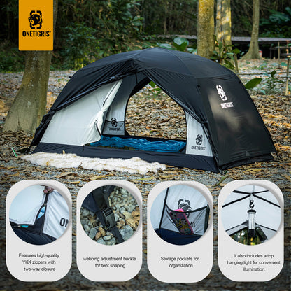 Black Tigris Stella Series Easy Setup Instant 2-Person Outdoor Tent 3000mm Waterproof