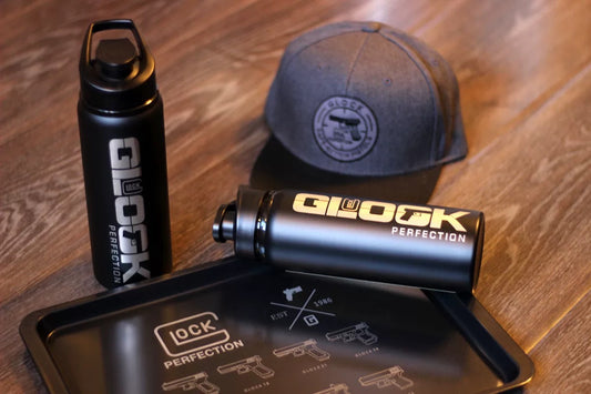 Glock engraved stainless steel sports water bottle