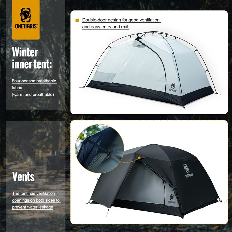 Black Tigris Stella Series Easy Setup Instant 2-Person Outdoor Tent 3000mm Waterproof