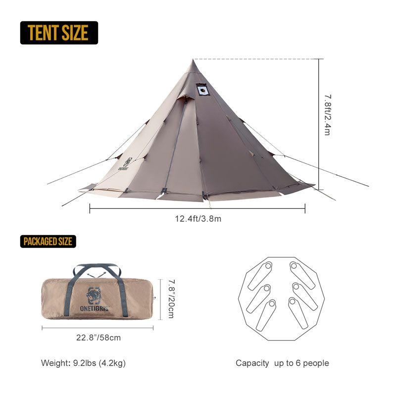 OneTigris Rock Fortress 4-6person Teepee Tent