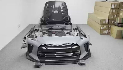 Half Glossy Carbon Fiber Top Secret Style Body Kit for Nissan R35 GTR 2008-2022