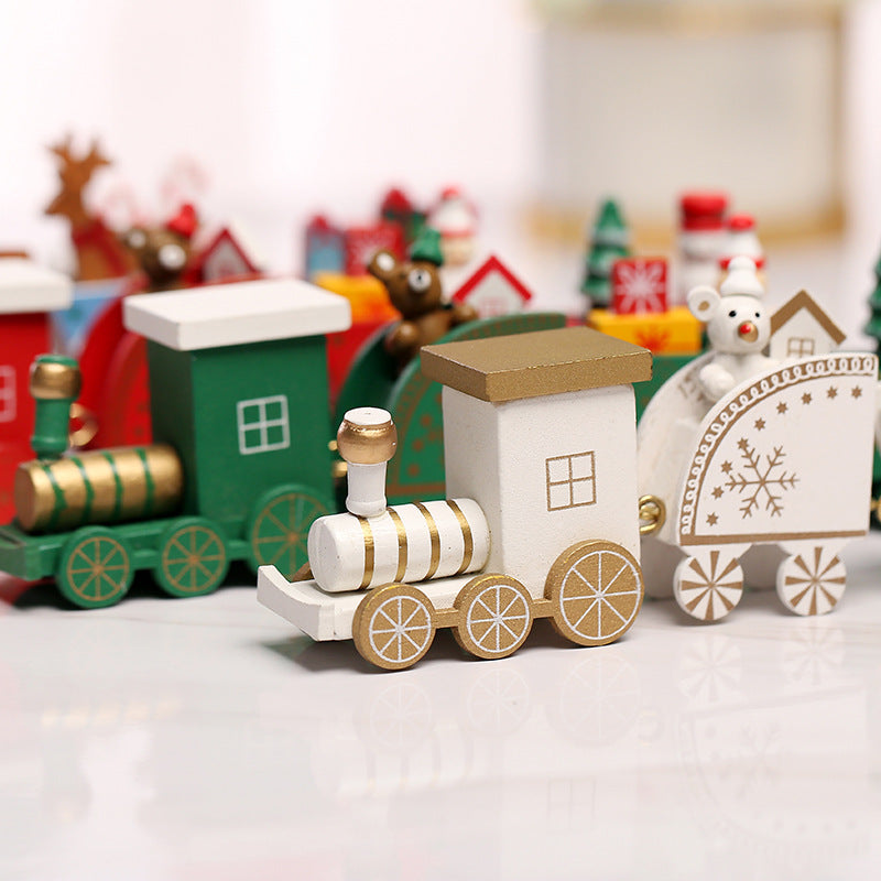 Christmas Wooden Ornament Train Set Decoration Children Gift