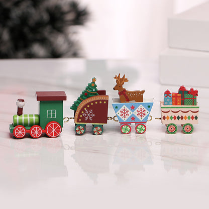 Christmas Wooden Ornament Train Set Decoration Children Gift