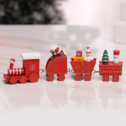 Christmas Wooden Ornament Train Set Decoration Children Gift