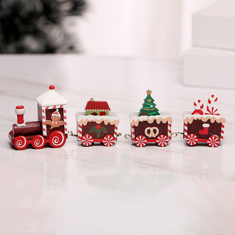 Christmas Wooden Ornament Train Set Decoration Children Gift