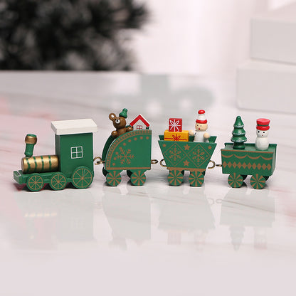 Christmas Wooden Ornament Train Set Decoration Children Gift