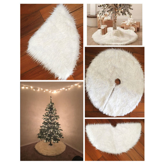 Hot Sale Faux Fur Snowy White Christmas Tree Skirt Xmas Tree Skirt Plush Christmas Tree Cover Mat