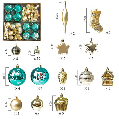 Weihnachtskugeln Ornamente für Weihnachtsbaum Neujahr Dekoration 48 Stück pro Set