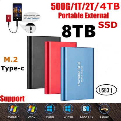 Portable SSD USB 3.1 Mobile Solid State Hard Drive Type C High Speed Hard Disk